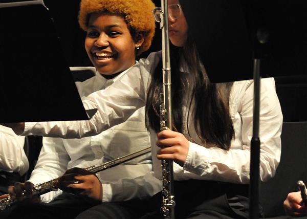 Students performing at the 2023-2024 All County Band Concert